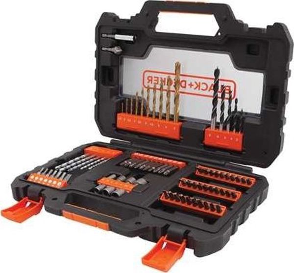 Black+Decker Σετ Τρυπάνια & Μύτες 76 Τεμαχίων για Μέταλλο, Ξύλο & Σκυρόδεμα (A7231)
