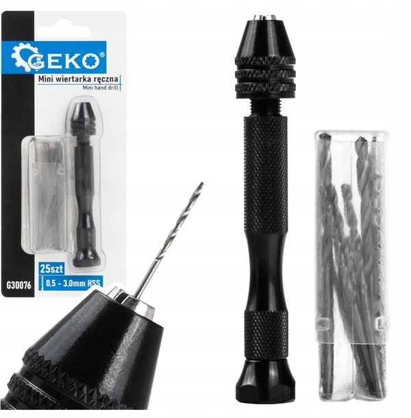 Geko Mini Χειροκίνητο Δράπανο με Σετ Τρυπανιών HSS 25 Τεμαχίων