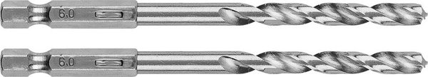 Graphite Τρυπάνι Μετάλλου HSS Hex 6,0 mm, Σετ 2 Τεμαχίων