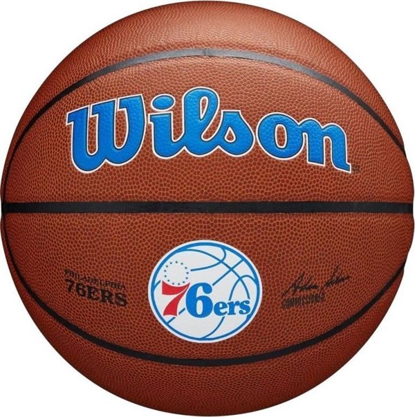 Μπάλα Μπάσκετ Wilson Team Alliance Philadelphia 76ers, Σύνθετο Δέρμα, Καφέ, Μέγεθος 7