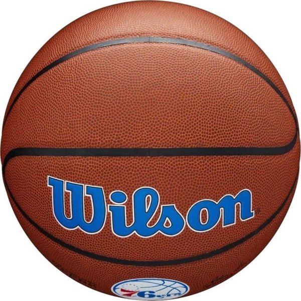 Μπάλα Μπάσκετ Wilson Team Alliance Philadelphia 76ers, Σύνθετο Δέρμα, Καφέ, Μέγεθος 7