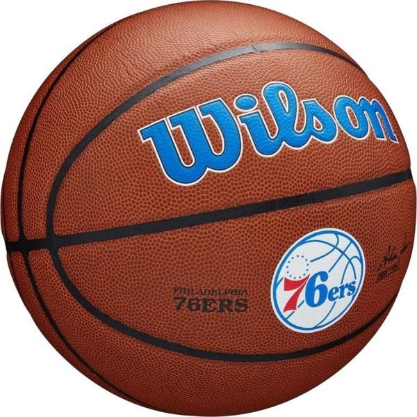 Μπάλα Μπάσκετ Wilson Team Alliance Philadelphia 76ers, Σύνθετο Δέρμα, Καφέ, Μέγεθος 7