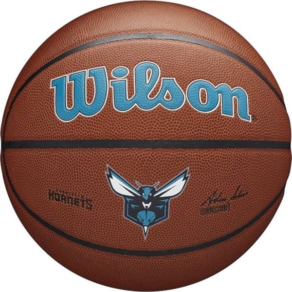 Μπάλα Μπάσκετ Wilson Team Alliance Charlotte Hornets, Σύνθετο Δέρμα, Καφέ, Μέγεθος 7