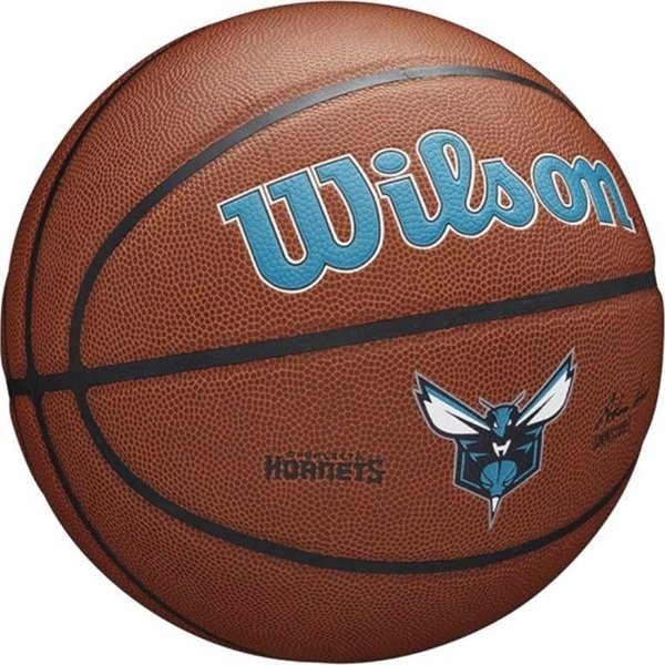 Μπάλα Μπάσκετ Wilson Team Alliance Charlotte Hornets, Σύνθετο Δέρμα, Καφέ, Μέγεθος 7