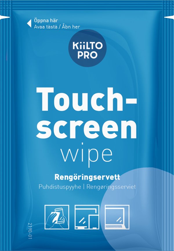 Wipes, Kiilto Pro, for disinfecting touchscreens, 14.5% IPA - (95 pcs.)