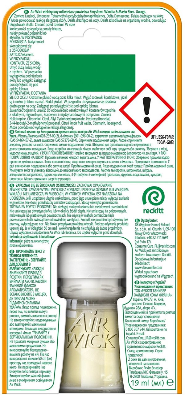 Wklad do elektrycznego odswiezacza AIR WICK wanilia-maslo shea 19ml
