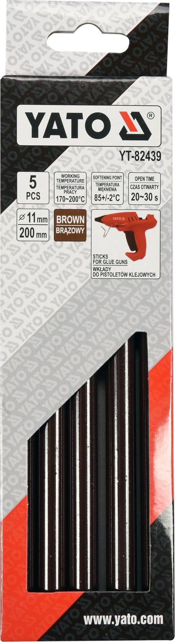 Yato Θερμοκόλλα Stick 11.2mm x 200mm Καφέ, 5 Τεμάχια YT-82439