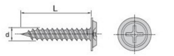 Βίδα φωσφορικού 4,2x25mm με κεφαλή ροδέλας 100 τεμ