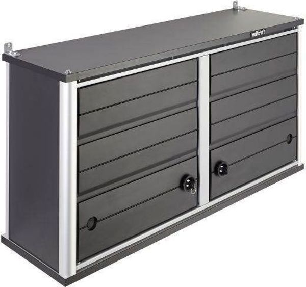 Wolfcraft Ντουλάπι Τοίχου Αποθήκευσης 120L, με Ράφι MDF και Κλειδαριά, 50kg, Λευκό
