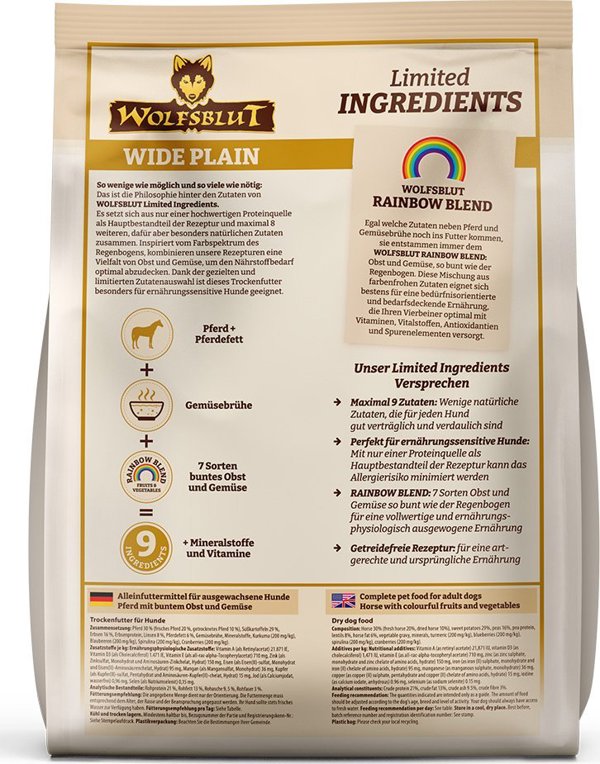Wolfsblut Dog Limited Ingredients Wide Plain Konina i Slodkie Ziemniaki 1kg