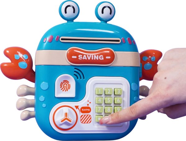 Woopie WOOPIE Ηλεκτρονικός Κουμπαράς Χρηματοκιβώτιο ATM με Κωδικό Πρόσβασης Καβούρι Σακίδιο Μπλε