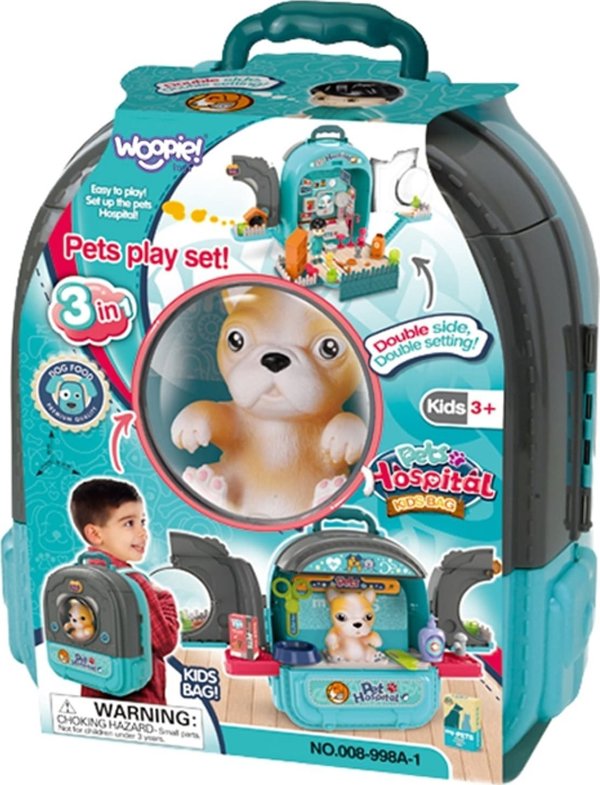 Woopie WOOPIE Little Vet Set 3in1 Dog House in a Backpack 13716803 5906280650063