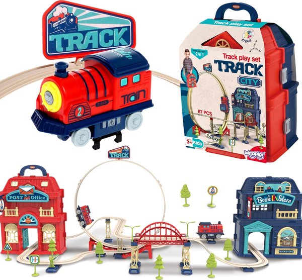 Woopie WOOPIE Electric Train 2in1 Αναδιπλούμενο σε βαλίτσα 87 τμχ. - Μήκος 3,5 μ 13716767 5904326949812