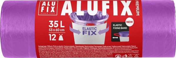 Σακούλες απορριμμάτων ALUFIX Aluflexy με λουριά, LDPE, 45L, 10 τεμ., ατσαλί
