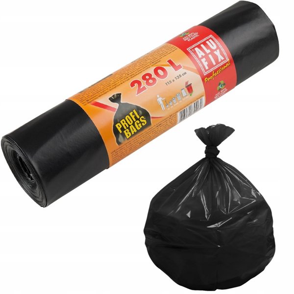 Σακούλες απορριμμάτων ALUFIX Profi, LDPE, 280l, 5 τεμ., μαύρες