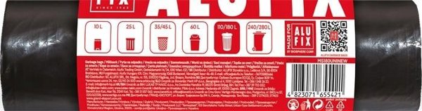 Worki na smieci ALUFIX Profi, LDPE, 180l, 10 szt., czarne