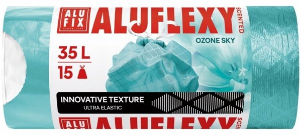 Σακούλες σκουπιδιών ALUFIX Aluflexy με άρωμα, LDPE, 35 λίτρα, 15 τεμ., τιρκουάζ