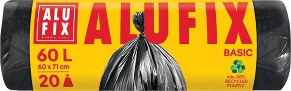 Σακούλες απορριμμάτων ALUFIX Economy, HDPE, 60l, 20 τεμ., μαύρες