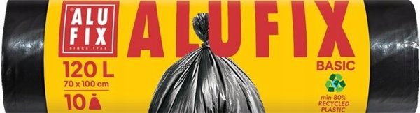 Σακούλες σκουπιδιών ALUFIX Economy, HDPE, 120 λίτρα, 10 τεμ., μαύρες