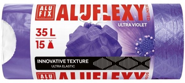 Σακούλες σκουπιδιών ALUFIX Aluflexy, αρωματισμένες, LDPE, 35l, 15 τεμ., μωβ