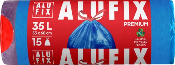 Σακούλες απορριμμάτων ALUFIX με ταινία σφραγίσματος, LDPE, 35l, 15 τεμάχια, μπλε