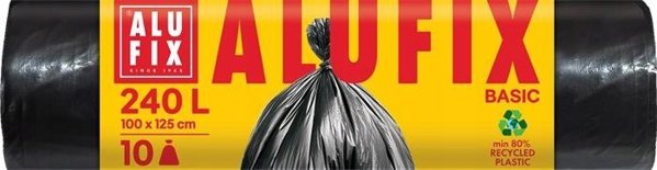 Σακούλες σκουπιδιών ALUFIX Economy, HDPE, 240 λίτρα, 10 τεμ., μαύρες