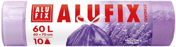 Worki na smieci ALUFIX, lawendowe, HDPE, 60l, 10 szt., fioletowe