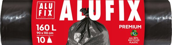 Σακούλες σκουπιδιών ALUFIX Profi, LDPE, 160 λίτρα, 10 τεμ., μαύρες
