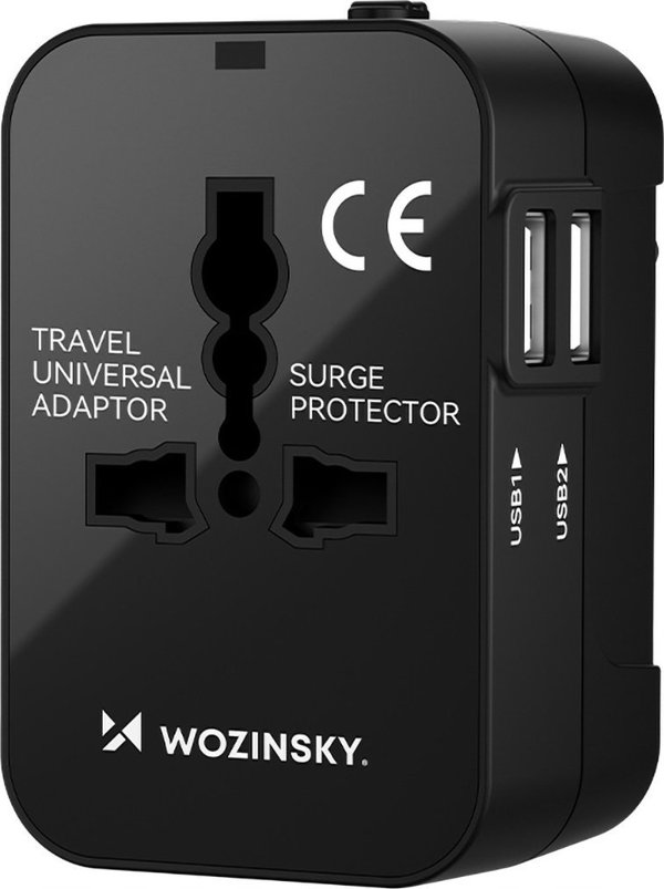 Αντάπτορας ταξιδιού Wozinsky Wozinsky WUTWC universal 24W / US / AUS / UK / 2x USB-A - μαύρο 13804522 5907769308512