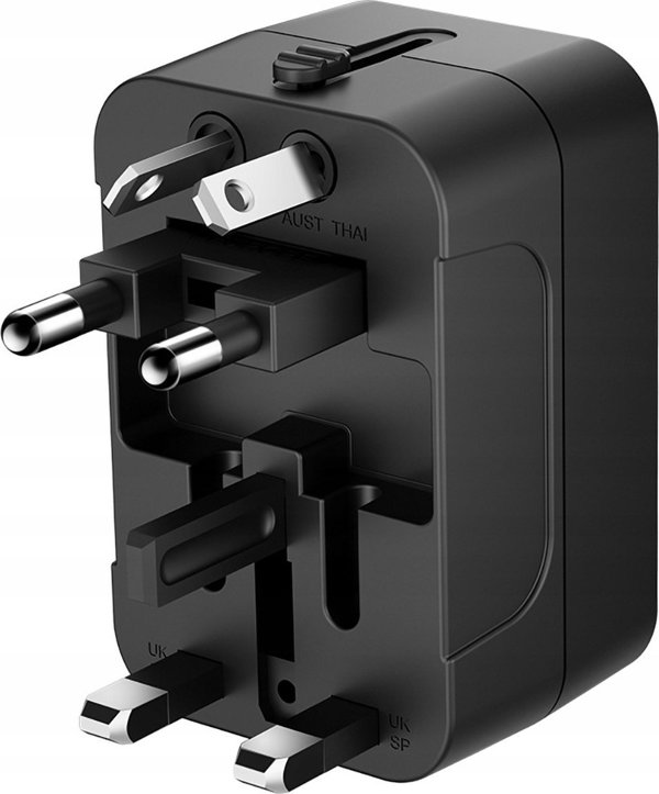 Αντάπτορας ταξιδιού Wozinsky Wozinsky WUTWC universal 24W / US / AUS / UK / 2x USB-A - μαύρο 13804522 5907769308512