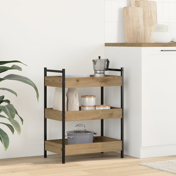vidaXL Κουζίνα Τρόλεϊ με φινίρισμα δρυός 50x30x70 εκ από ξύλο μηχανικής επεξεργασίας