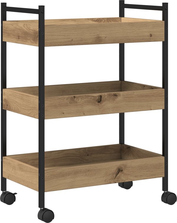 vidaXL Κουζίνα Τρόλεϊ με φινίρισμα δρυός 50x30x70 εκ από ξύλο μηχανικής επεξεργασίας