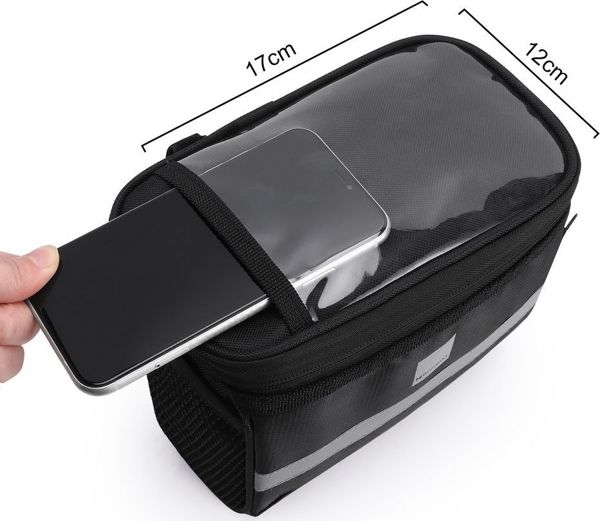 Wozinsky Τσάντα Τιμονιού Ποδηλάτου WBB12BK με Θήκη για Smartphone 2L, Μαύρη