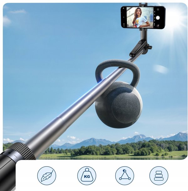Wozinsky Selfie stick WC1Y30S teleskopowy tripod 1.3m z uchwytem na telefon - czarny