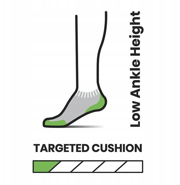 W'S Run Targeted Cushion Low Ankle Socks, 052 | medium gray, S