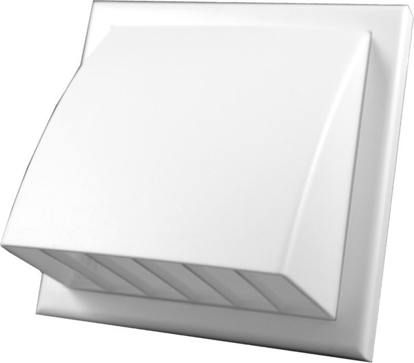 Wylot scienny z zaworem zwrotnym i okapem 187x187mm fi 125mm bialy MW122AZPK