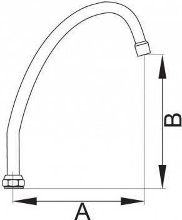 Hydroland Ρύγχος Μπαταρίας Κουζίνας W16Z250, 1/2", Χρώμιο, 250mm