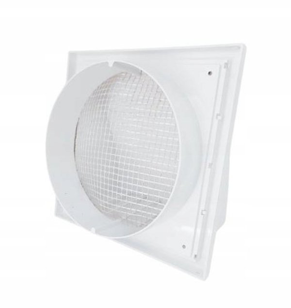 Wylot scienny z zaworem zwrotnym i okapem fi 150mm bialy MW152AZPK