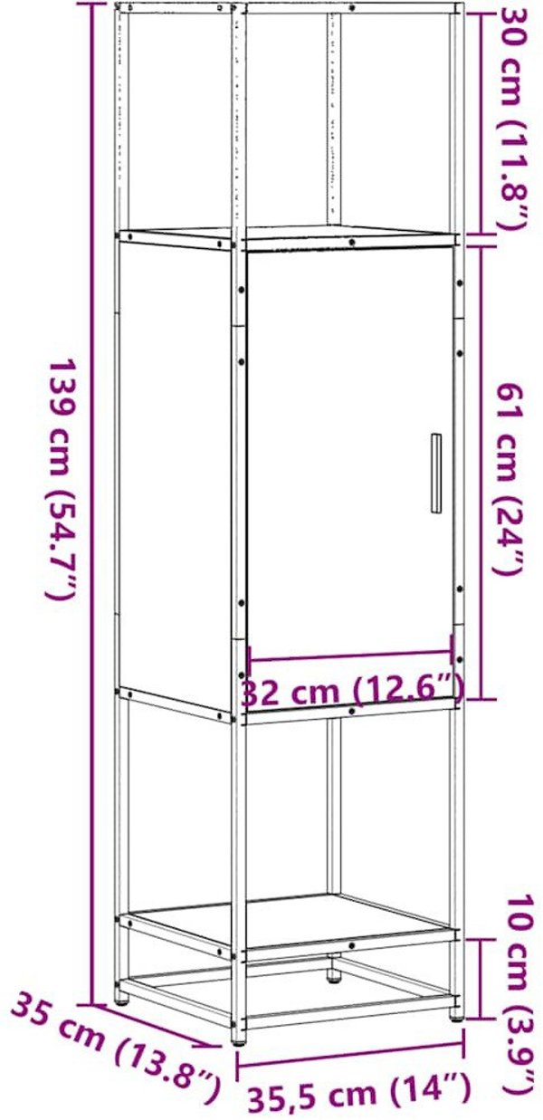 Υψηλή Ντουλάπα Καπνιστή Δρυς 35.5x35x139 εκ Lumarko