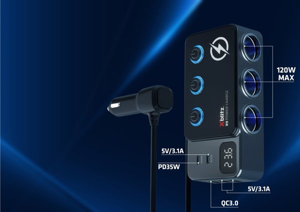 Xblitz R9 Power Charge rozdzielacz samochodowy 12/24V