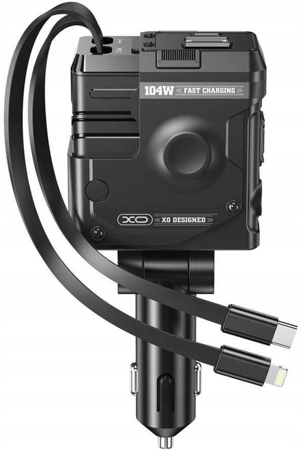 Φορτιστής αυτοκινήτου XO CC66 104W 1x USB 1x USB-C μαύρος με καλώδιο USB-C και καλώδιο Lightning 6920680861644