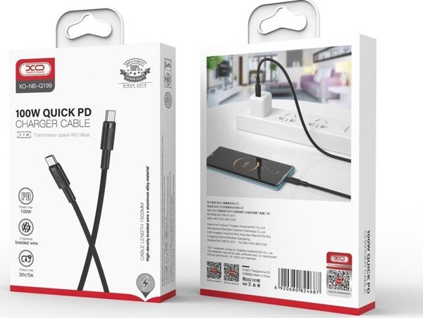 XO cable NB-Q199 PD USB-C - USB-C 1,5m 100W black