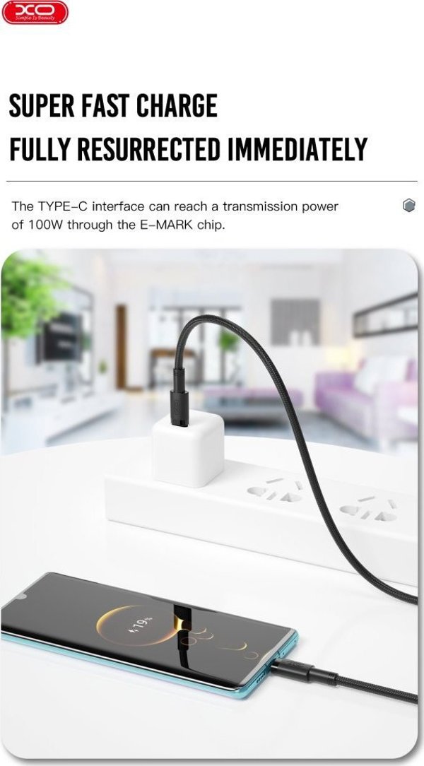XO cable NB-Q199 PD USB-C - USB-C 1,5m 100W black