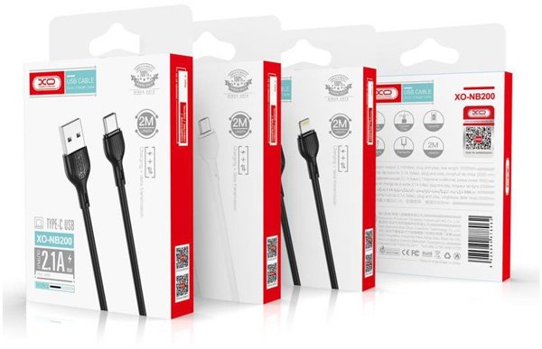 XO καλώδιο NB200 USB - USB-C 2,0m 2.1A λευκό 6920680878086