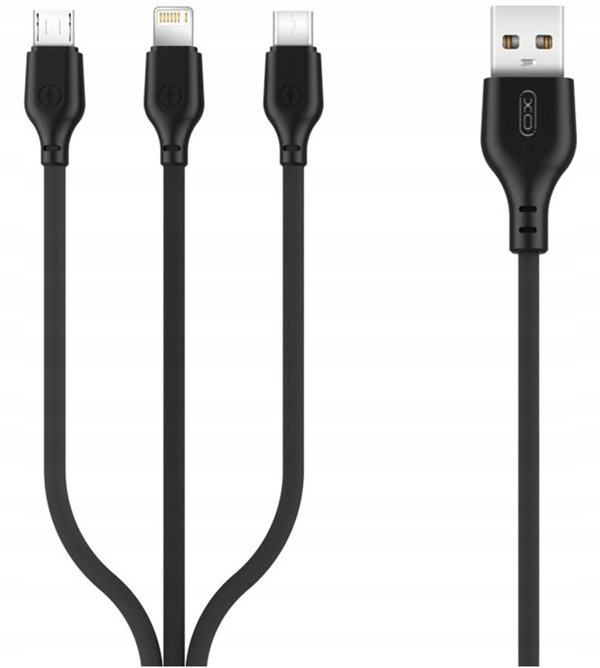XO καλώδιο NB230 3σε1 USB - Lightning + USB-C + microUSB 1,0m 2,4A μαύρο 6920680833528