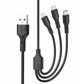 XO καλώδιο NB230 3σε1 USB - Lightning + USB-C + microUSB 1,0m 2,4A μαύρο 6920680833528