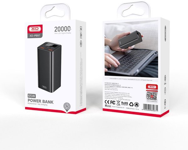 XO laptop power bank  PB97 65W 20000mAh black 6920680830671