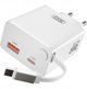 XO wall charger CE31 1x USB 1x USB-C 30W white with retractable USB-C cable 6920680819478