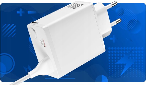 XO wall charger CE31 1x USB 1x USB-C 30W white with retractable USB-C cable 6920680819478