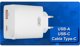XO wall charger CE31 1x USB 1x USB-C 30W white with retractable USB-C cable 6920680819478